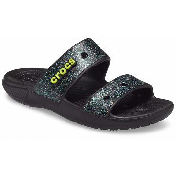 Sandalias Crocs Classic Glitter Mujer Negros | Mexico 0562HAPK